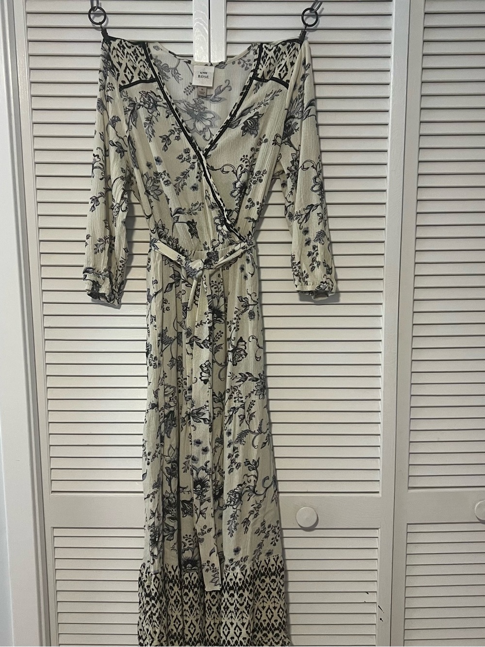 Knox Rose Cream Maxi Wrap Dress with Black Floral